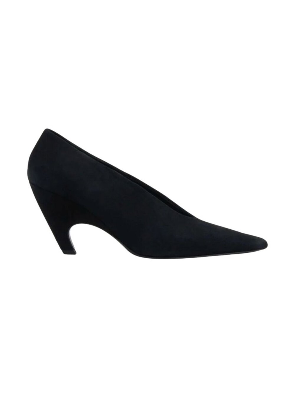 Camilla And Marc Wave Pump Black Suede Curved Heel NEW $850 Sz 38 8